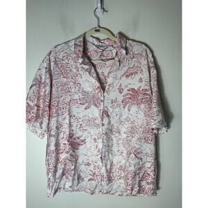 New Kappahl Red and White Vacation Scene Shirt Sz S